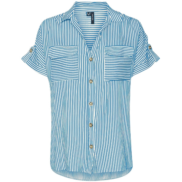 Vero Moda VERO MODA dam skjorta VMBUMPY Shirt Azure Blue Snow White