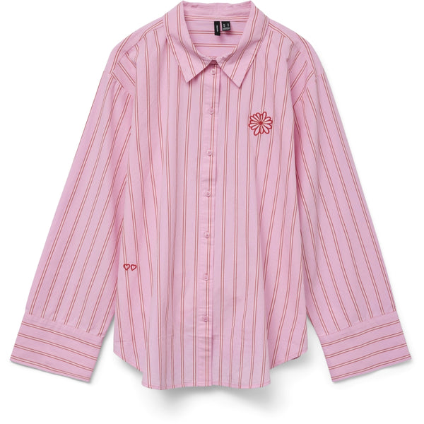 Vero Moda VERO MODA dam skjorta VMCHARLOTTE Shirt Bonbon Stripes Fiery red/cloud dancer