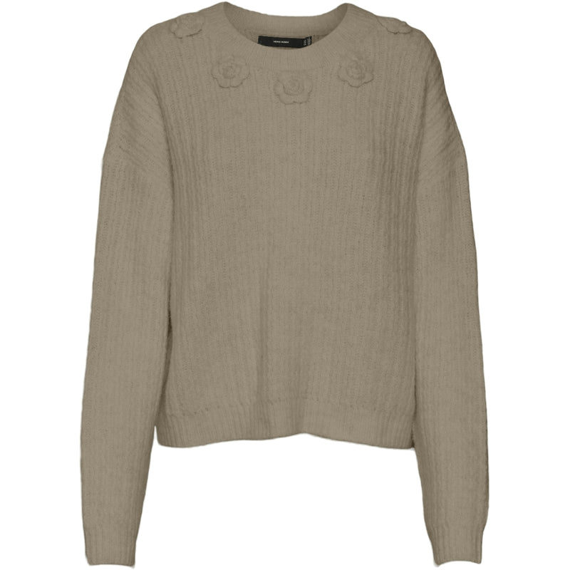 Vero Moda VERO MODA dam stickad VMALETTA Knit Silver Mink W. MELANGE