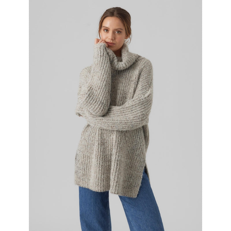 Vero Moda VERO MODA dam stickad VMELVA Restudsalg Birch W BROWN LENTIL + MELANGE