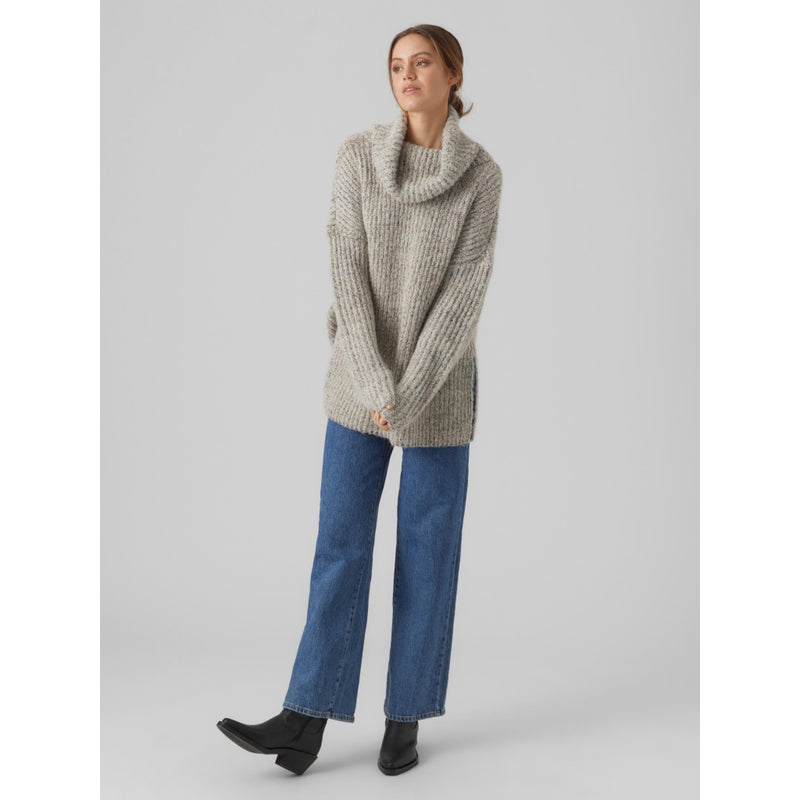 Vero Moda VERO MODA dam stickad VMELVA Restudsalg Birch W BROWN LENTIL + MELANGE