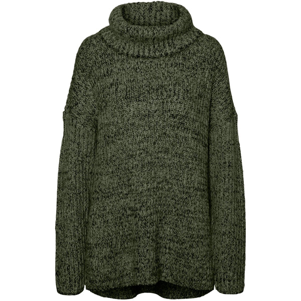 Vero Moda VERO MODA dam stickad VMELVA Knit Rifle Green W BROWN LENTIL + MELANGE