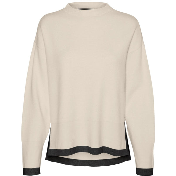 Vero Moda VERO MODA dam stickad VMSABA Knit Birch W BLACK CONTRAST