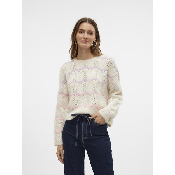 Vero Moda VERO MODA dam stickad tröja VMHATTY Knit Birch W SPACE DYE