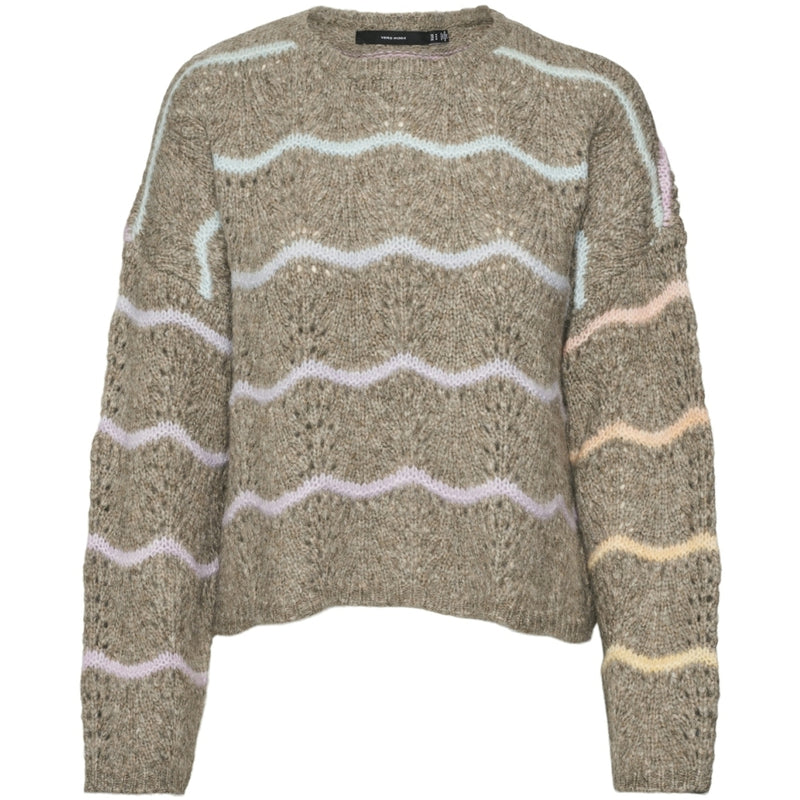 Vero Moda VERO MODA dam stickad tröja VMHATTY Knit Moon Rock W SPACE DYE