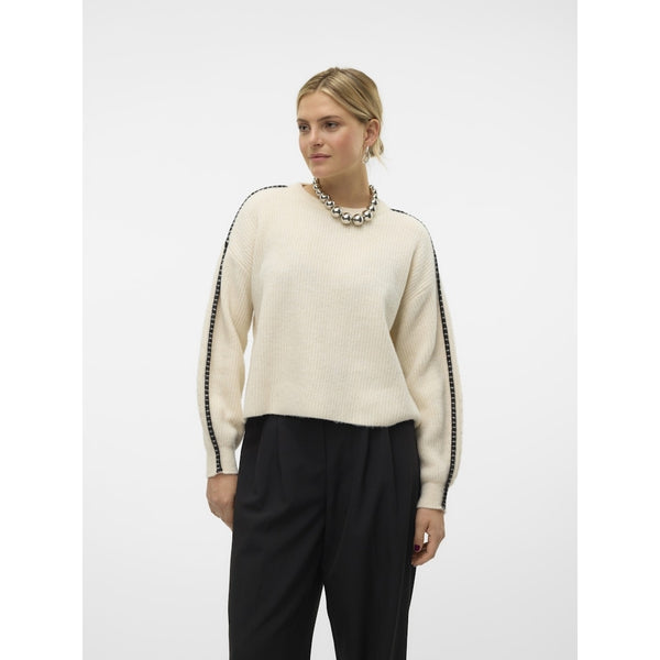 Vero Moda VERO MODA dam stickad tröja VMZORA Knit Birch W. CHOCOLATE TORTE STITCH