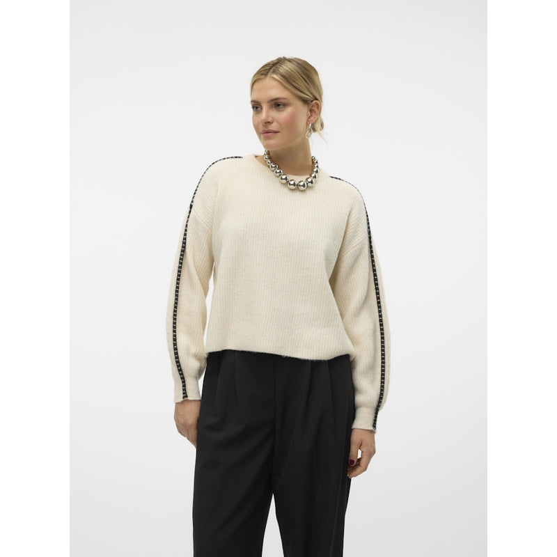 Vero Moda VERO MODA dam stickad tröja VMZORA Knit Birch W. CHOCOLATE TORTE STITCH