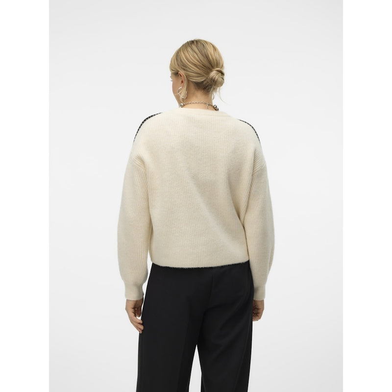 Vero Moda VERO MODA dam stickad tröja VMZORA Knit Birch W. CHOCOLATE TORTE STITCH