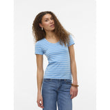 Vero Moda VERO MODA dam t-shirt VMLOTTE T-shirt Azure Blue Stripes AIRY BLUE