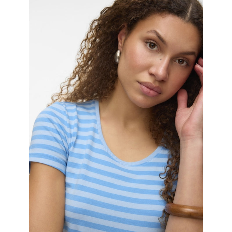 Vero Moda VERO MODA dam t-shirt VMLOTTE T-shirt Azure Blue Stripes AIRY BLUE