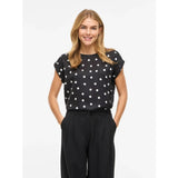 VILA VERO MODA dam top VIELLETTE Top Black aop snow white dots