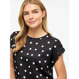 VILA VERO MODA dam top VIELLETTE Top Black aop snow white dots