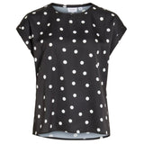 VILA VERO MODA dam top VIELLETTE Top Black aop snow white dots