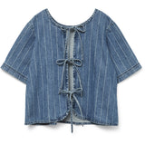 Vero Moda VERO MODA dam top VMTRILLE Top Medium Blue Denim Stripes WHITE