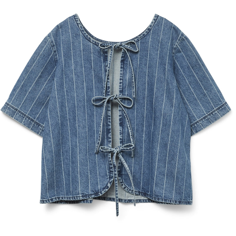 Vero Moda VERO MODA dam top VMTRILLE Top Medium Blue Denim Stripes WHITE