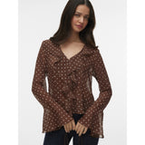 Vero Moda VERO MODA dam topp VMWILLOW Top Chocolate Martini Snow white dot