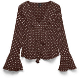 Vero Moda VERO MODA dam topp VMWILLOW Top Chocolate Martini Snow white dot