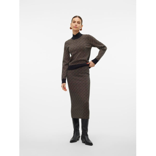 Vero Moda VERO MODA dam kjol VMARIA Skirt Black W. SILVER MINK GRAFIC PRINT