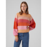 Vero Moda VERO MODA dam stickad VMCRUZ Knit Tangerine W BIRCH/FUCHSIA PURPLE/TANGERINE TANGO/S