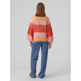 Vero Moda VERO MODA dam stickad VMCRUZ Knit Tangerine W BIRCH/FUCHSIA PURPLE/TANGERINE TANGO/S