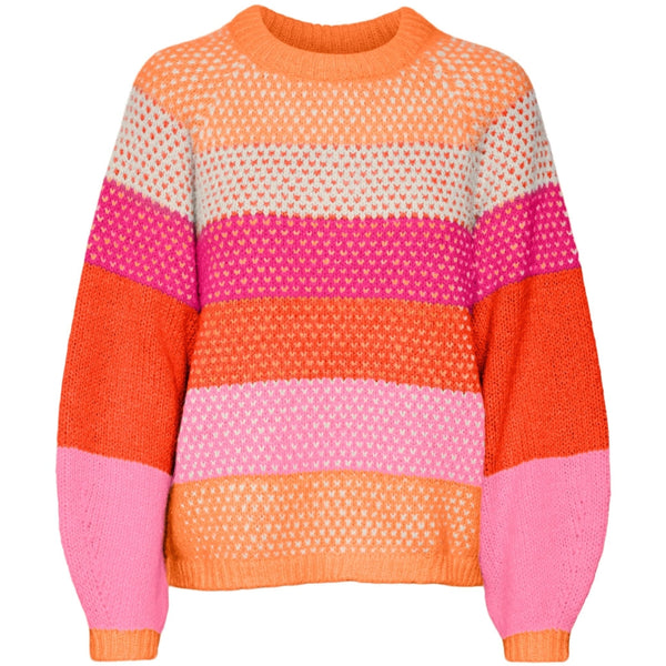 Vero Moda VERO MODA dam stickad VMCRUZ Knit Tangerine W BIRCH/FUCHSIA PURPLE/TANGERINE TANGO/S