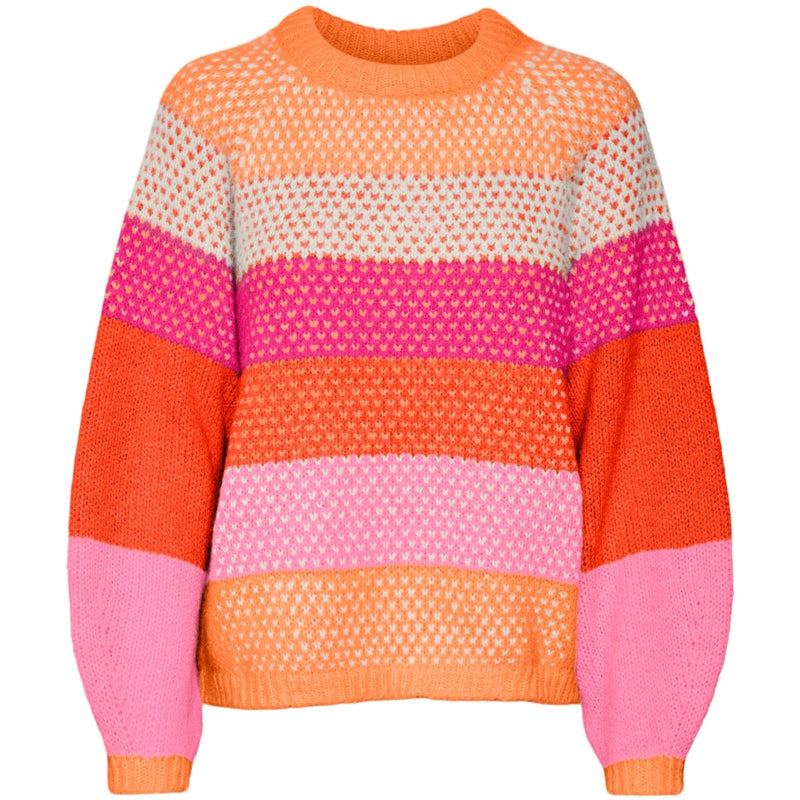 Vero Moda VERO MODA dam stickad VMCRUZ Knit Tangerine W BIRCH/FUCHSIA PURPLE/TANGERINE TANGO/S