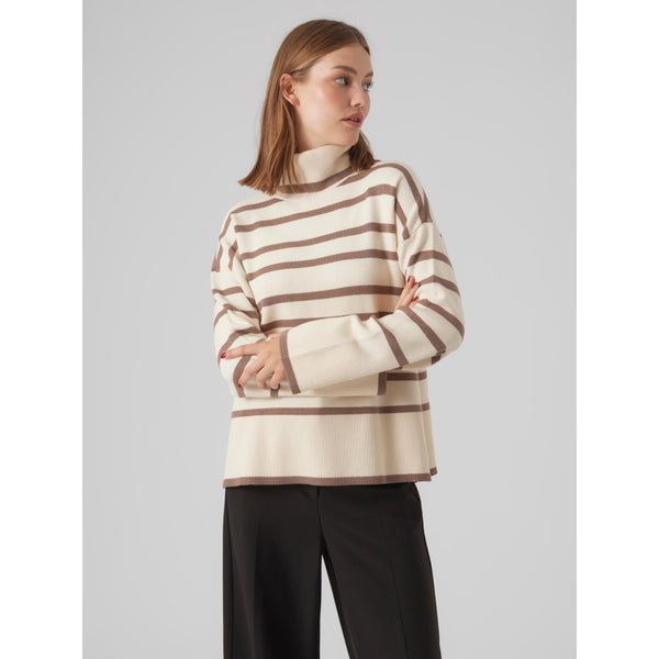 Vero Moda VERO MODA dam stickad VMSABA Knit Birch BROWN LENTIL