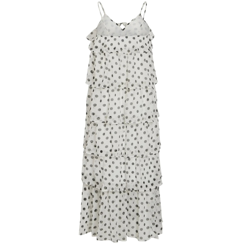 VILA VILA DAMKLÄNNING VIHARLEY Dress Cloud Dancer BLACK DOTS