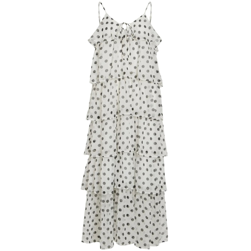 VILA VILA DAMKLÄNNING VIHARLEY Dress Cloud Dancer BLACK DOTS