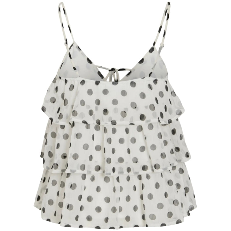 VILA VILA DAM TOPP VIHARLEY Top Cloud Dancer BLACK DOTS