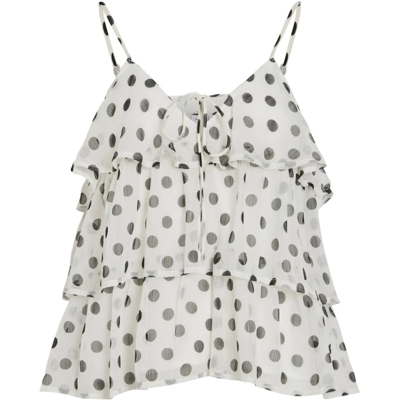 VILA VILA DAM TOPP VIHARLEY Top Cloud Dancer BLACK DOTS