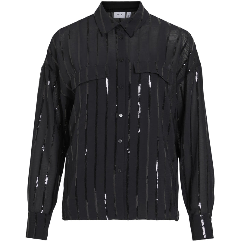 VILA VILA Dam Skjorta VIVilovana Shirt Black Beauty BLACK SEQUINS