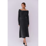 VILA VILA dam kjol VIKENYA Restudsalg Dark grey melange