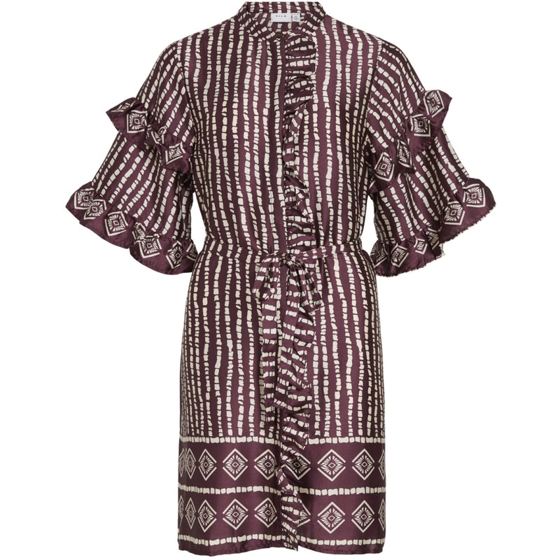 VILA VILA dam klänning VIKAVAS Dress Fig Birch