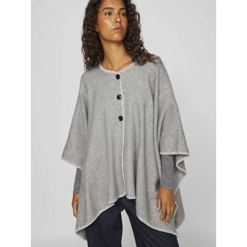 VILA VILA dam poncho VISANTEL Poncho Light Grey Melange