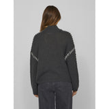 VILA VILA dam pullover VICHOCA Pullover Dark Grey WHITE STITCHING