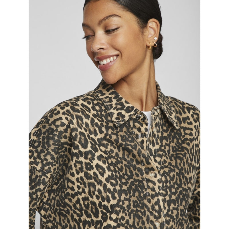 VILA VILA dam skjorta VICHIA Shirt Birch LEOPARD