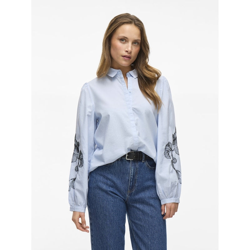 VILA VILA dam skjorta VIVESTA Shirt Kentucky Blue Detail Black beauty