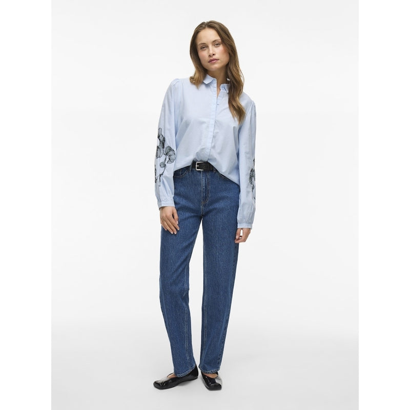 VILA VILA dam skjorta VIVESTA Shirt Kentucky Blue Detail Black beauty