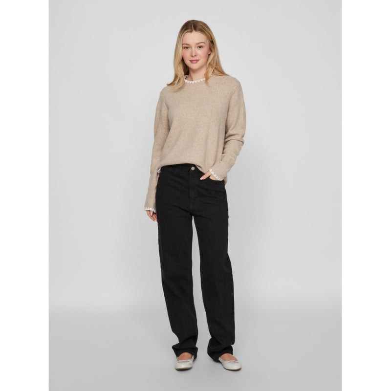 VILA VILA dam stickad VIHEFNA Knit Natural Melange WHITE ALYSSUM