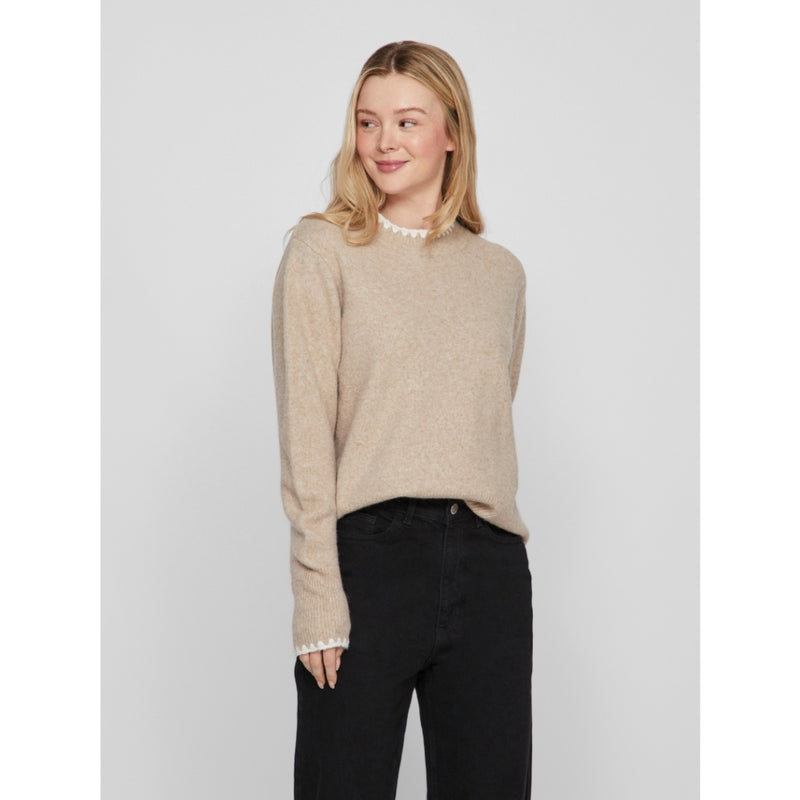 VILA VILA dam stickad VIHEFNA Knit Natural Melange WHITE ALYSSUM