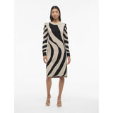 VILA VILA dam stickad klänning VITIF Dress Natural Melange Detail:BLACK/ANIMAL