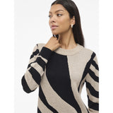 VILA VILA dam stickad klänning VITIF Dress Natural Melange Detail:BLACK/ANIMAL