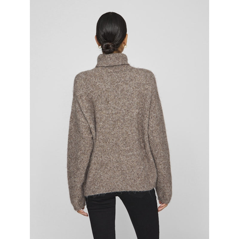 VILA VILA dam stickad tröja VIJADA Knit Taupe Gray MELANGE
