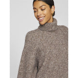 VILA VILA dam stickad tröja VIJADA Knit Taupe Gray MELANGE