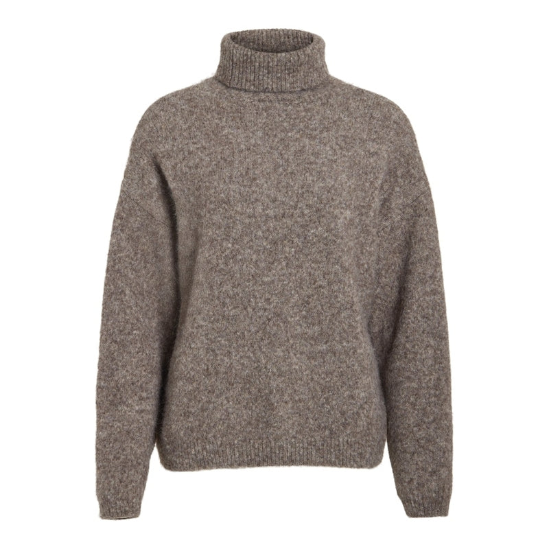 VILA VILA dam stickad tröja VIJADA Knit Taupe Gray MELANGE