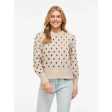 VILA VILA dame strik VIDOTTIE Blouse Birch NAVY BLAZER DOTS