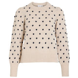 VILA VILA dame strik VIDOTTIE Blouse Birch NAVY BLAZER DOTS