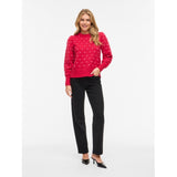 VILA VILA dame strik VIDOTTIE Blouse Jazzy CARMINE ROSE DOTS