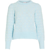 VILA VILA dame strik VIDOTTIE Blouse Nantucket Breeze WHITE DOTS